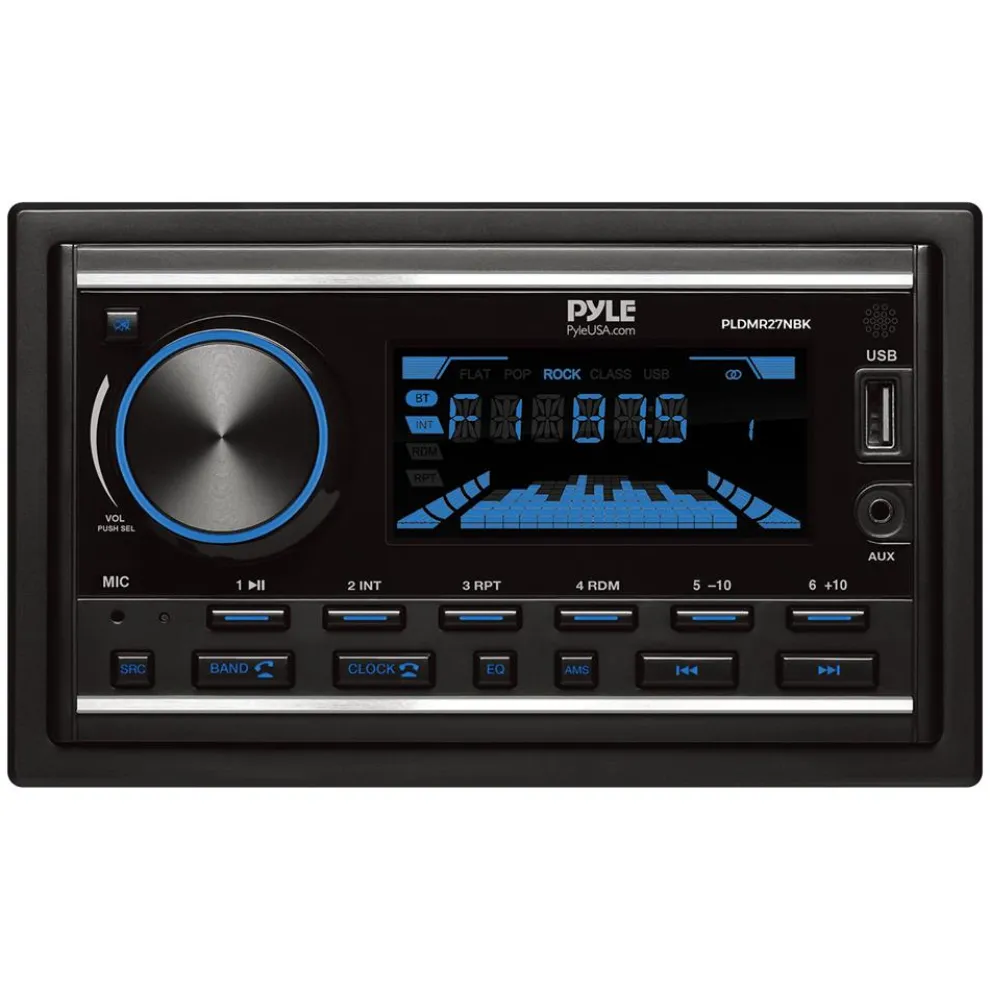 Marine Stereo Receiver Bluetooth 4.2 LCD Display Double DIN