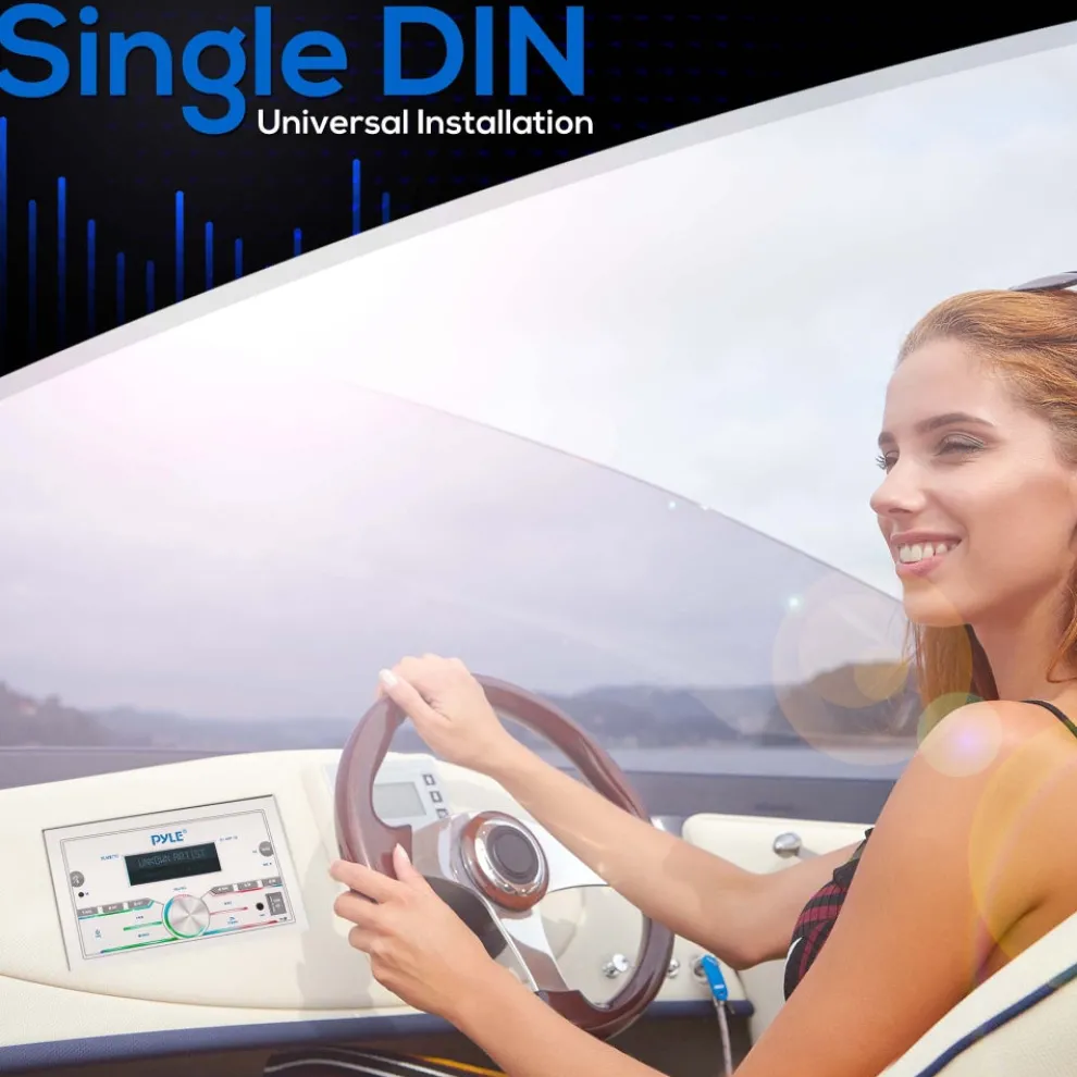 Marine Stereo 300W Bluetooth Double DIN LCD Display White