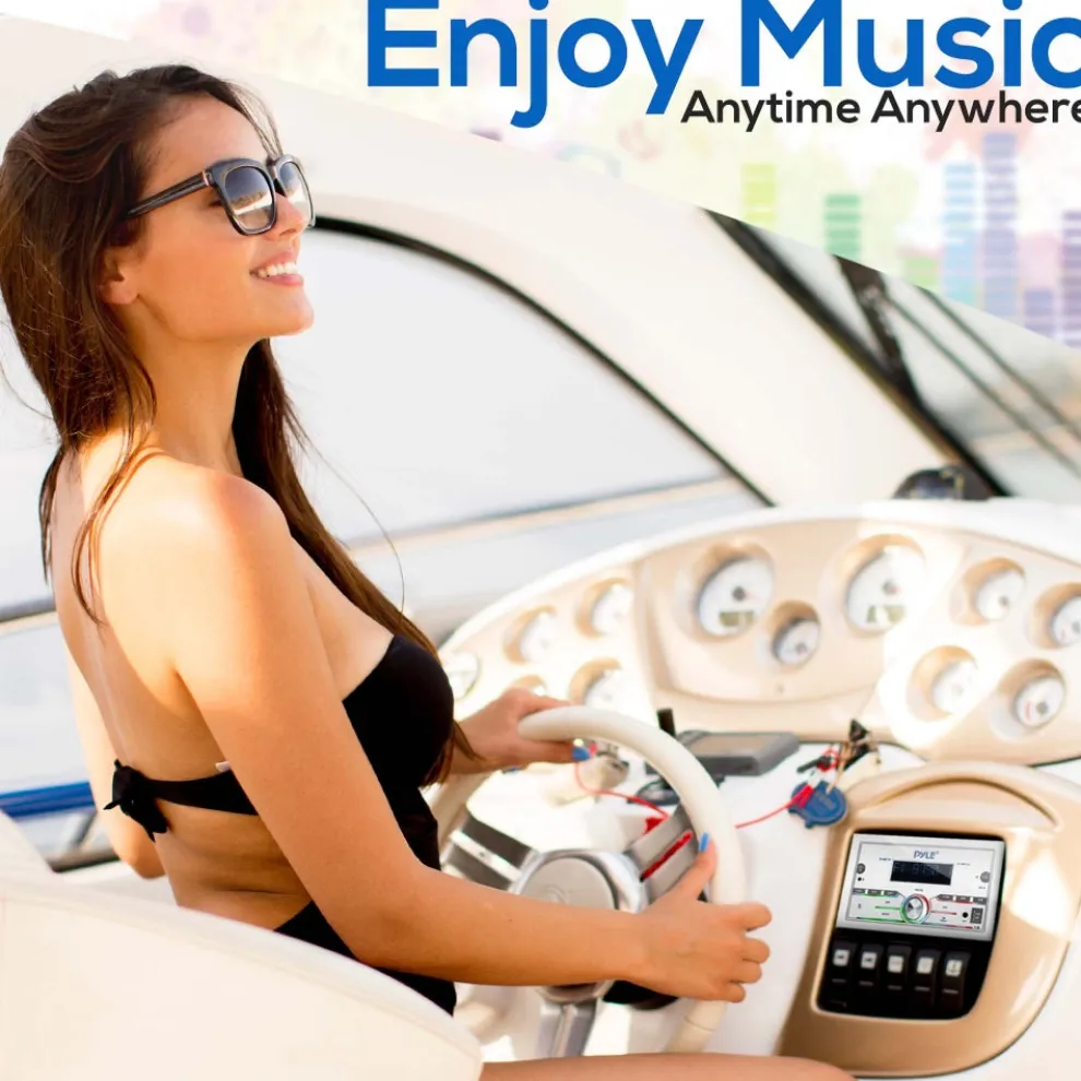 Marine Stereo 300W Bluetooth Double DIN LCD Display White