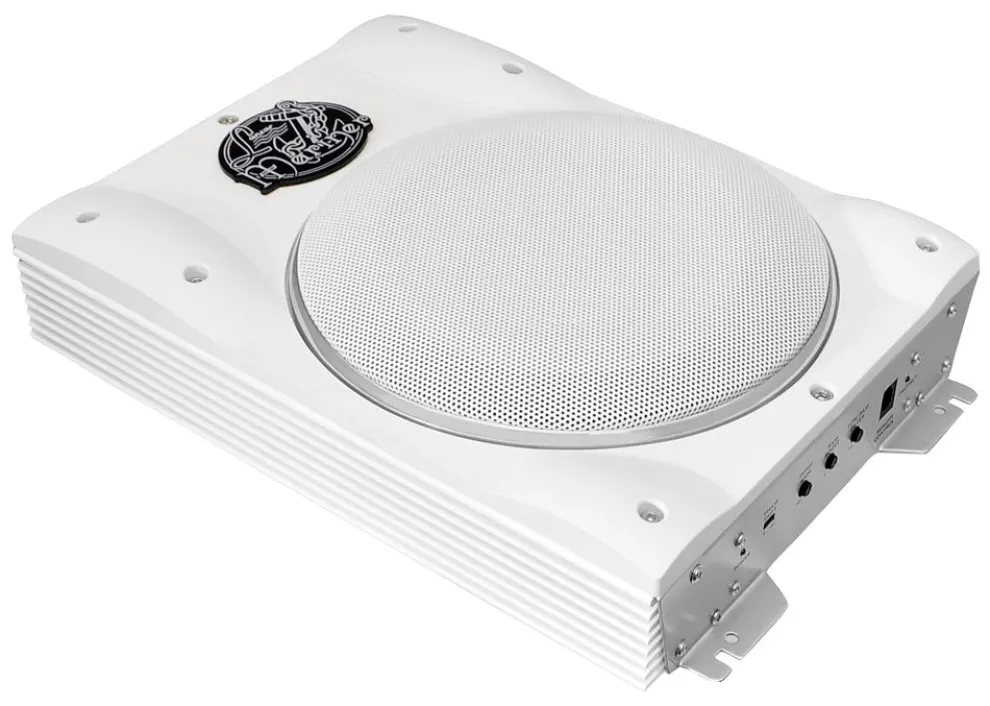 Marine Subwoofer System 1000W Slim Waterproof Amplified Speaker White