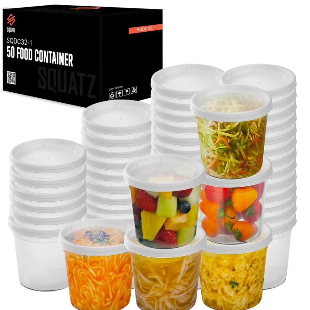 Microwavable Food Containers 32oz Leakproof BPA-Free Clear 50-Pack