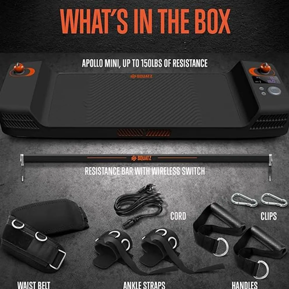 Mini Home Gym: Full Body Workouts, 150lb Resistance, LED Display, Orange