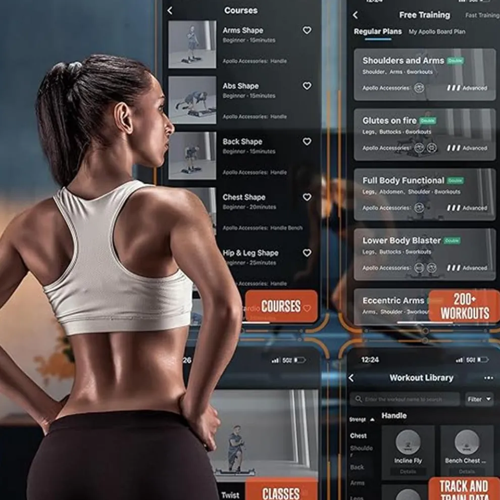 Mini Home Gym: Full Body Workouts, 150lb Resistance, LED Display, Orange