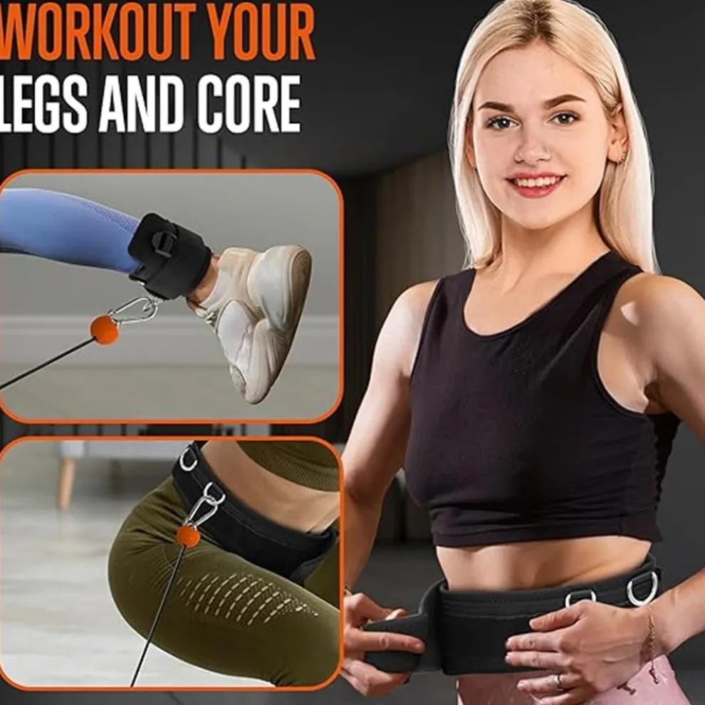 Mini Home Gym: Full Body Workouts, 150lb Resistance, LED Display, Orange