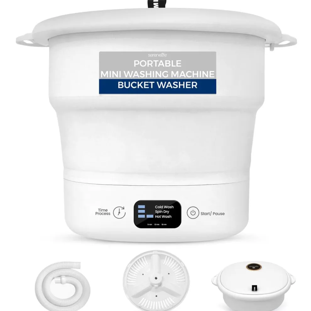 Mini Portable Washing Machine, Energy-Saving Foldable Design, White