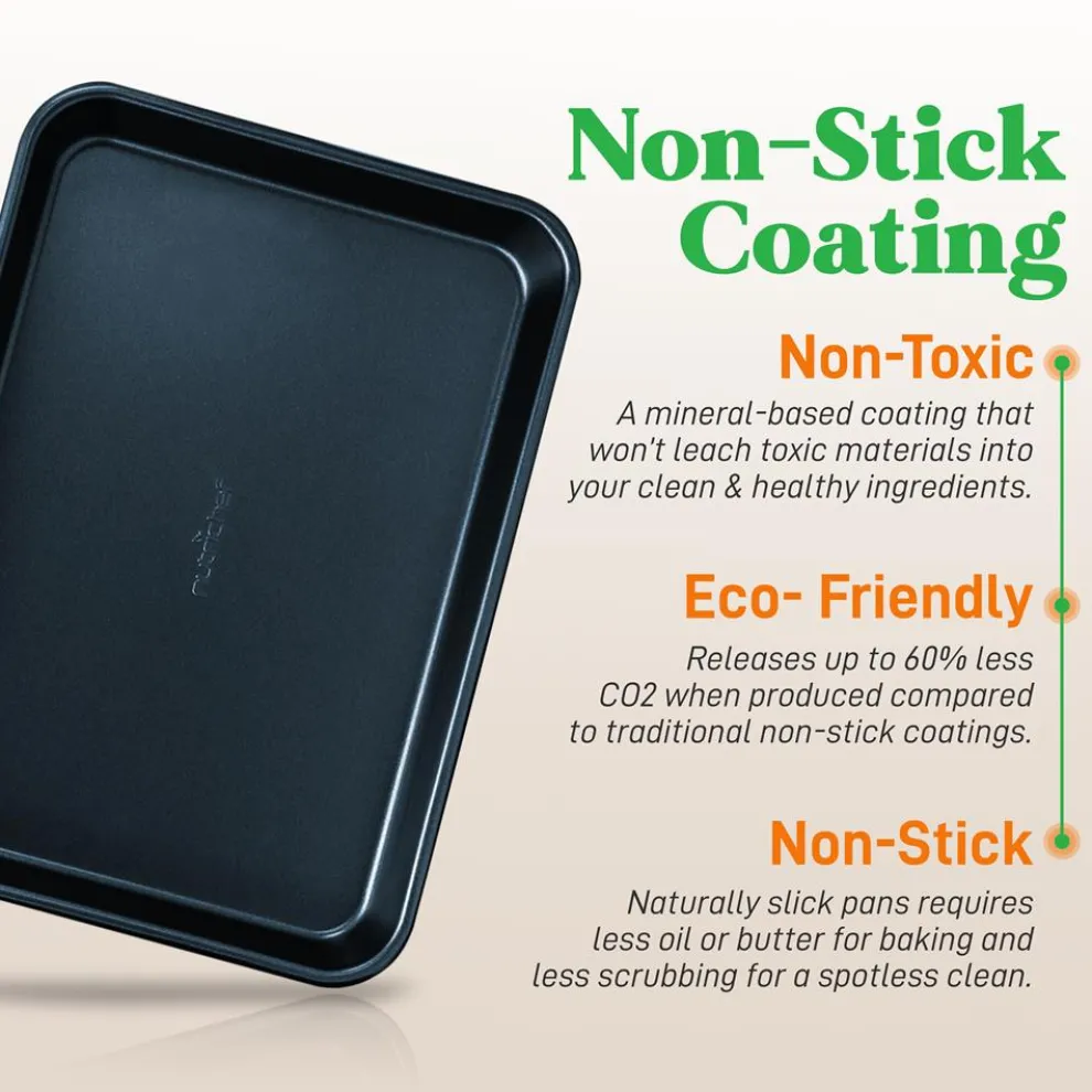 Non-Stick Baking Pans Set, Easy Clean, Carbon Steel, Blue