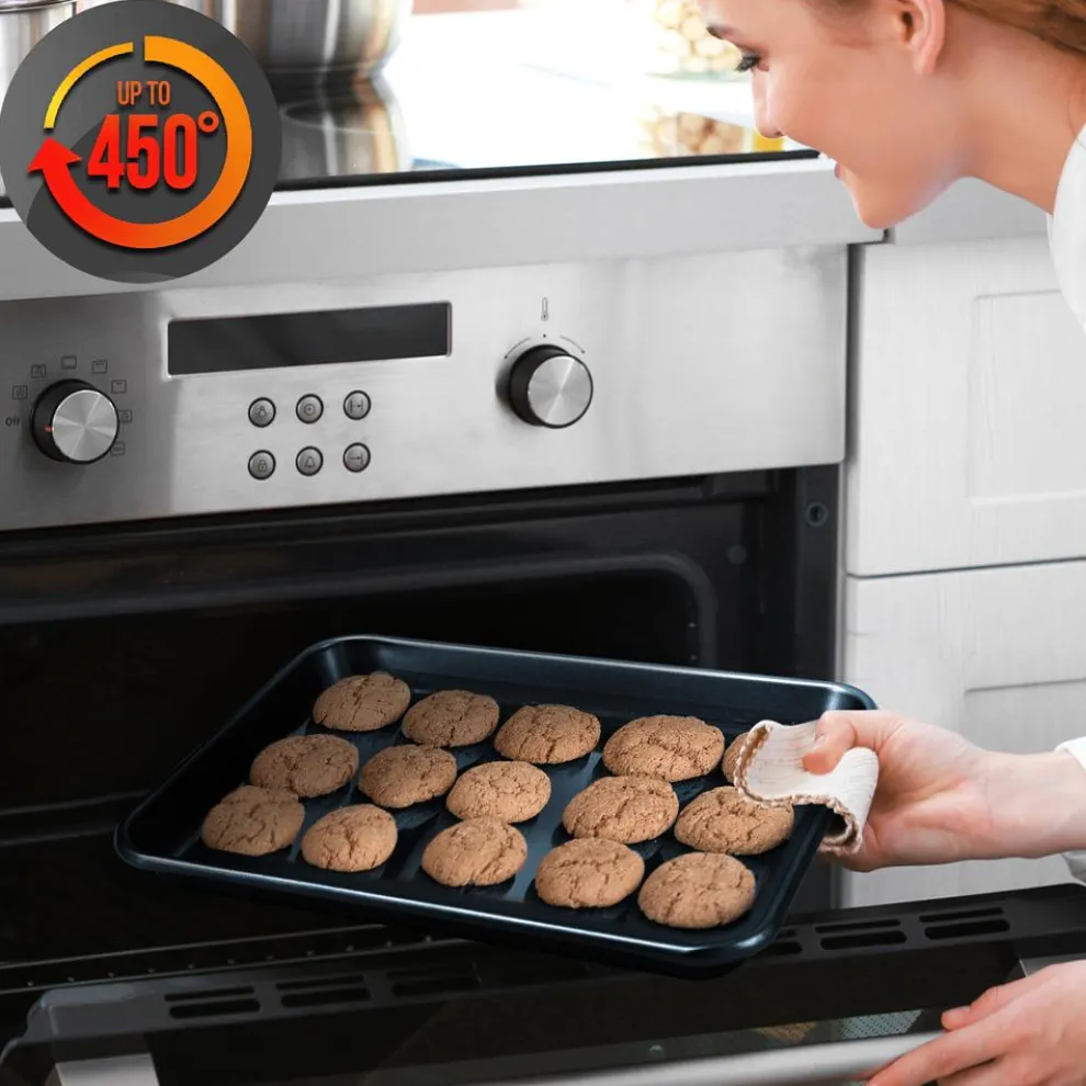 Non-Stick Baking Pans Set, Easy Clean, Carbon Steel, Blue