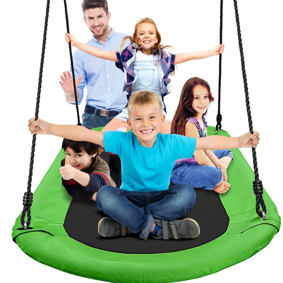 Outdoor Oval Tree Swing - Relaxing Fun - Padded Frame, Waterproof - Green