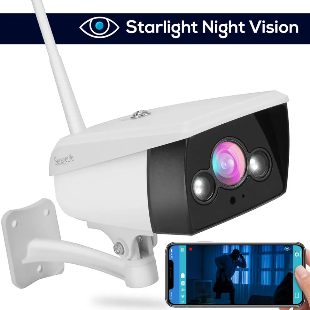 Outdoor Security Camera Night Vision 2MP HD Waterproof WiFi Alexa Compatible