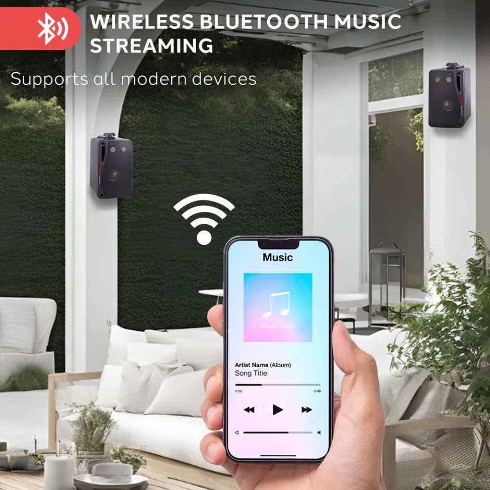 Outdoor Waterproof Bluetooth Speakers - 200W 3-Way System, Weatherproof