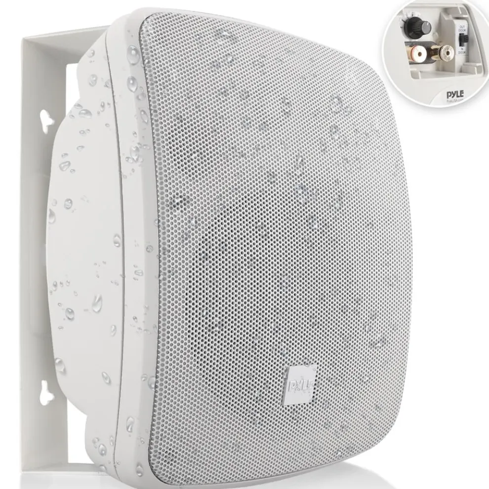 Outdoor Waterproof Speaker - Deep Bass, 2-Way Stereo, White