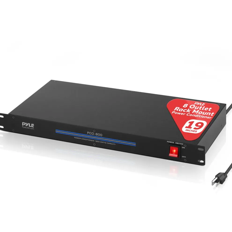 8-Outlet Rack Mount Power Conditioner, Surge Protection, 1800W, Black