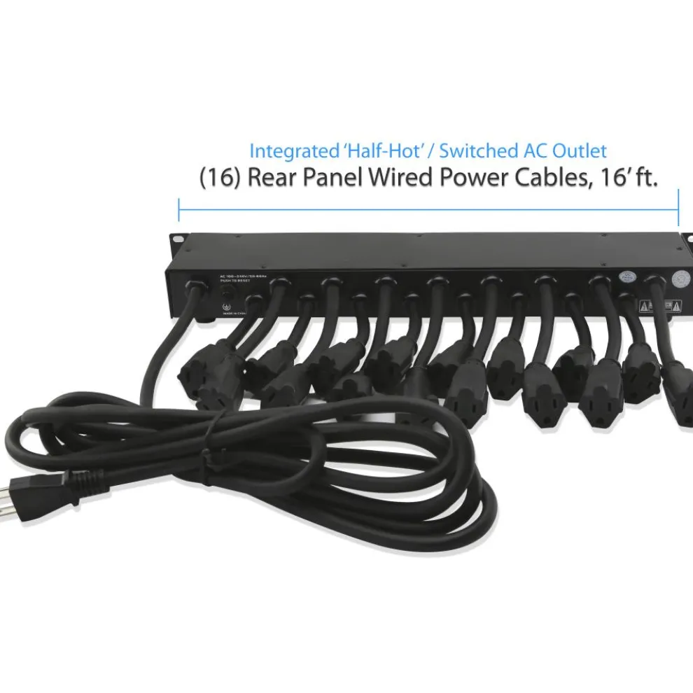19-Outlet Rackmount PDU Surge Protector, USB Port, 15FT Cord
