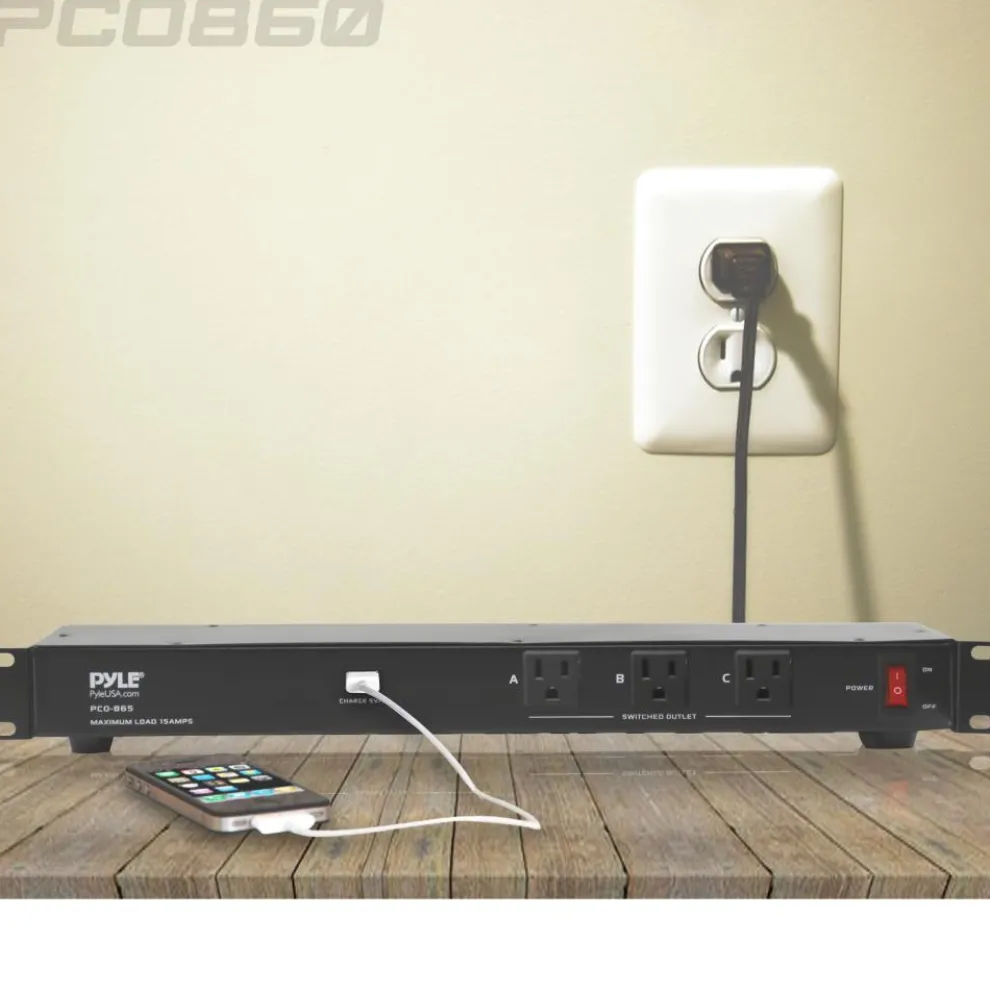 19-Outlet Rackmount PDU Surge Protector, USB Port, 15FT Cord