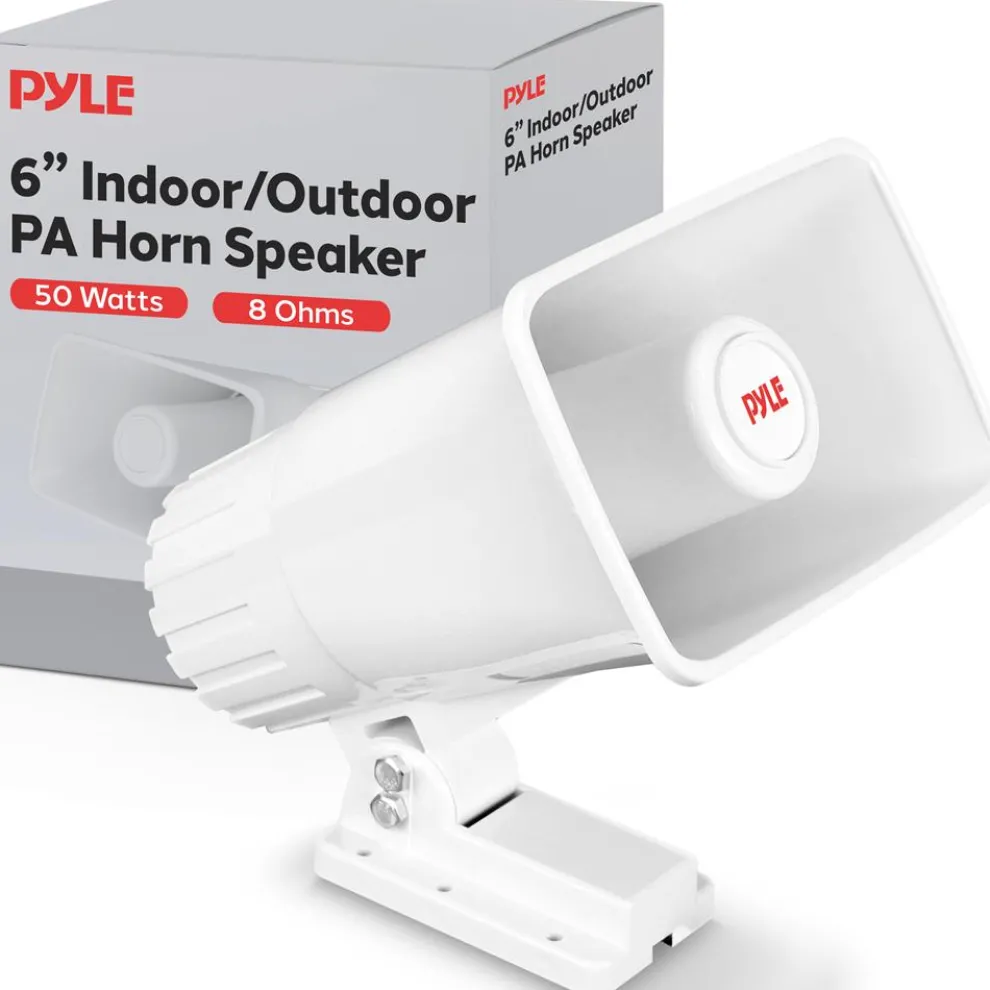 PA Horn Speaker 50W Clear Sound ABS White with Mounting Bracket