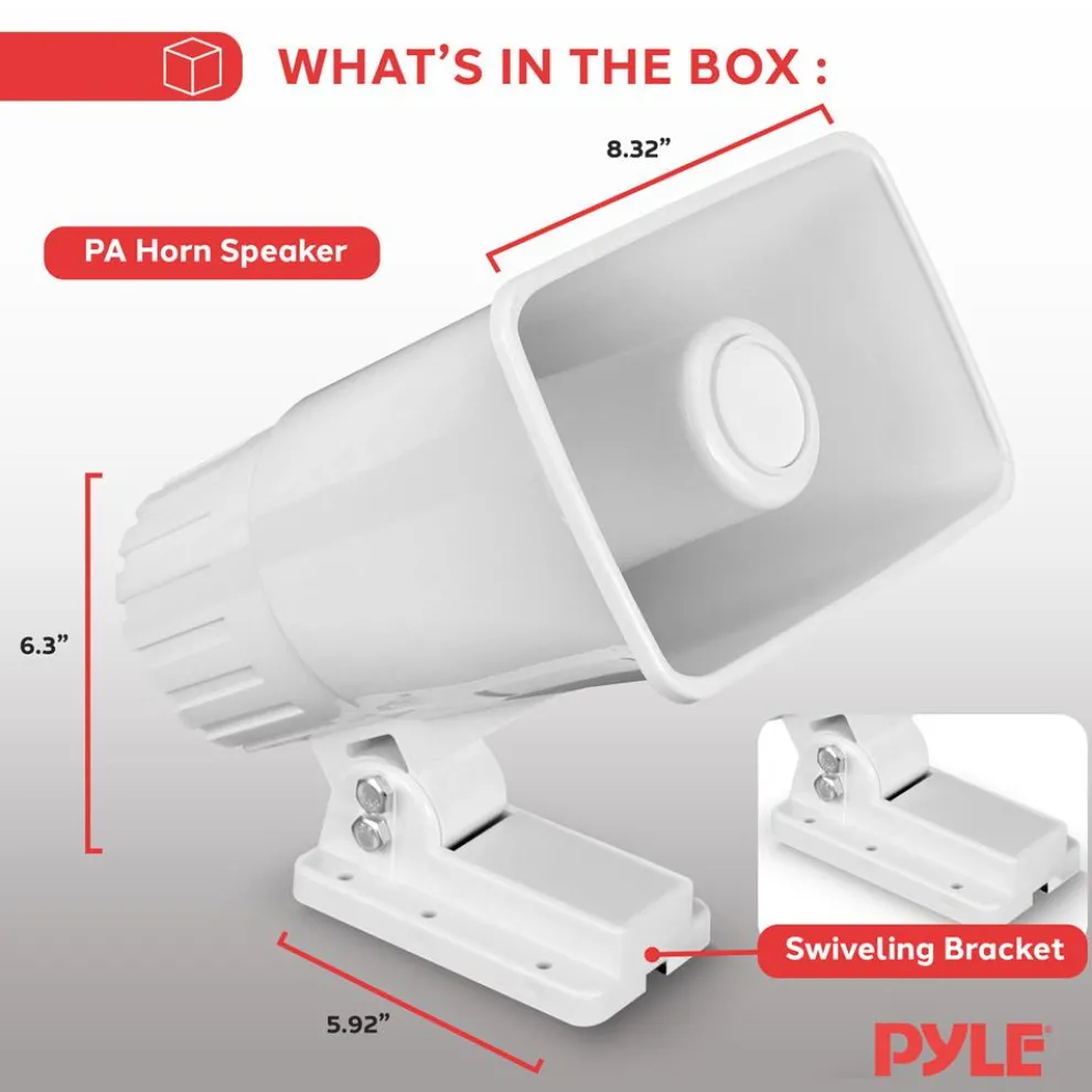 PA Horn Speaker 50W Clear Sound ABS White with Mounting Bracket