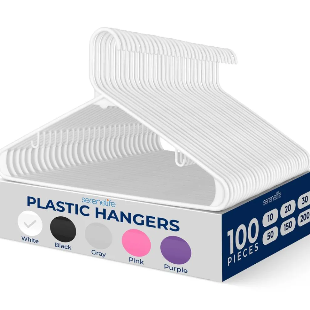 100-Pack Heavy Duty Plastic Hangers - Space-Saving, Smooth White Design