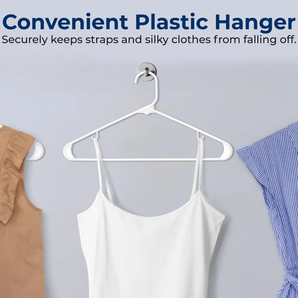 100-Pack Heavy Duty Plastic Hangers - Space-Saving, Smooth White Design