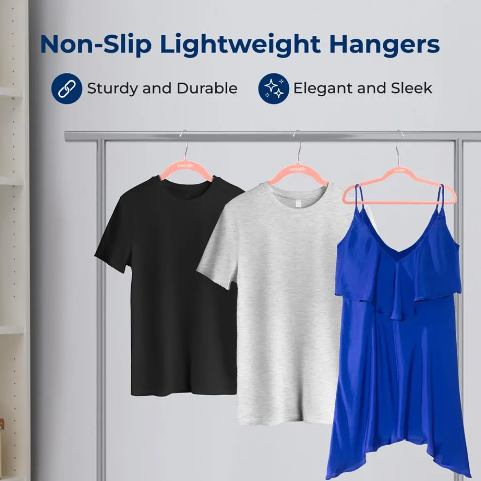 10-Pack Velvet Hangers Non-Slip Space-Saving 360° Swivel Hook Pink