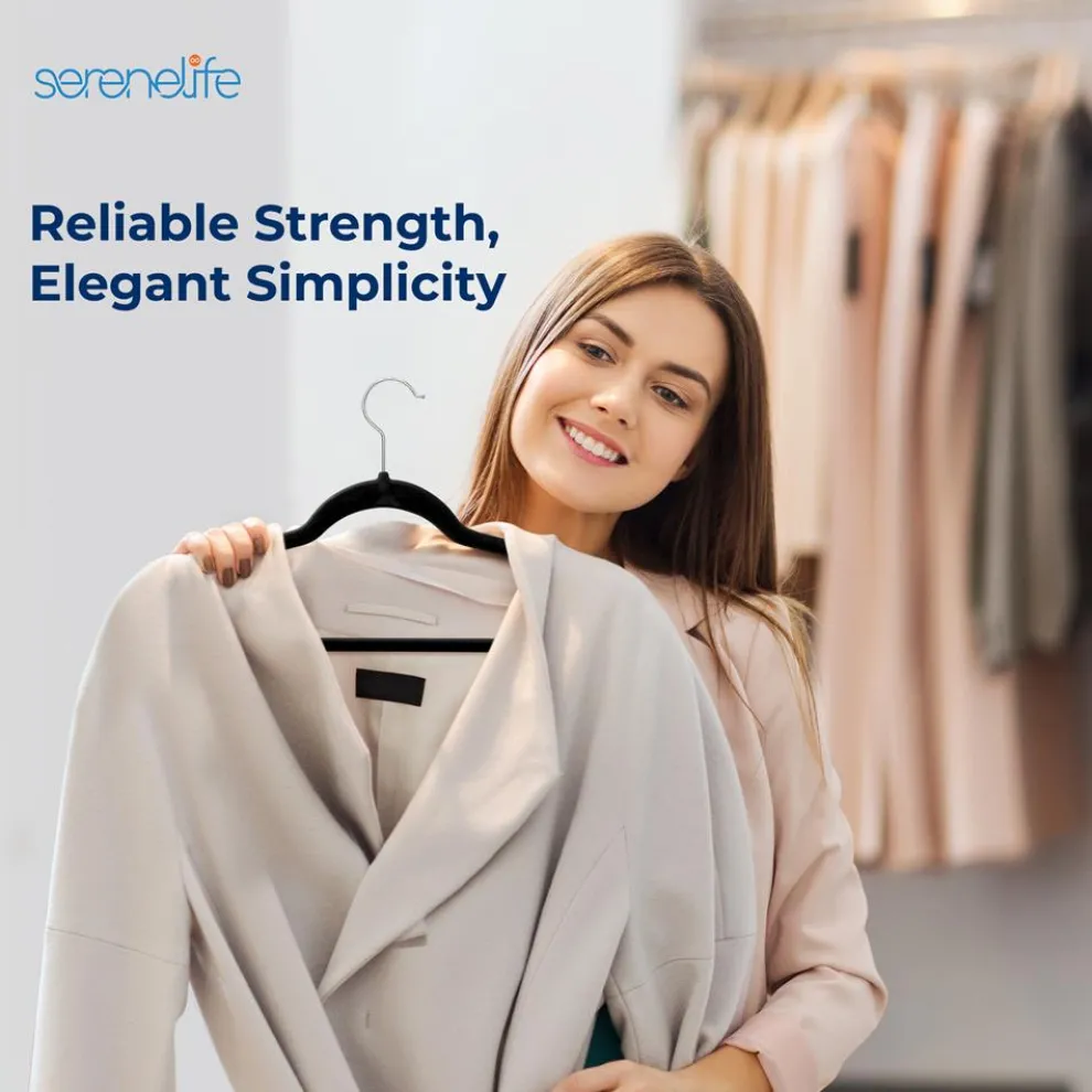 200-Pack Velvet Hangers Non-Slip 360° Swivel Hook Space-Saving Black