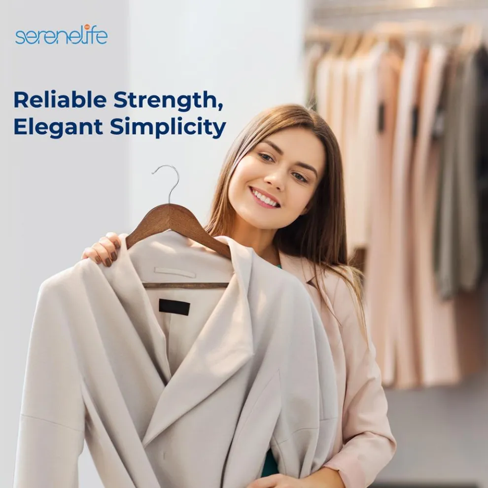 10-Pack Vintage Wooden Hangers - Space-Saving, 360° Swivel Hook