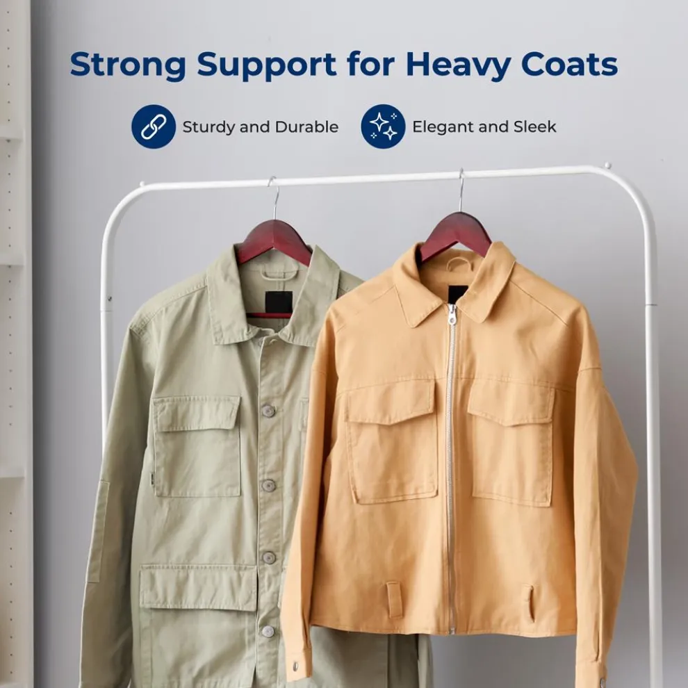 10-Pack Wooden Coat Hangers - Durable, Space-Saving, Cherry Finish