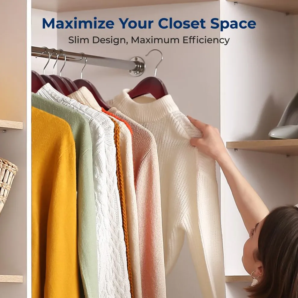10-Pack Wooden Coat Hangers - Durable, Space-Saving, Cherry Finish