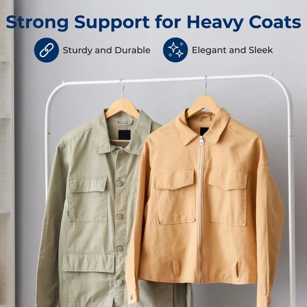 10-Pack Wooden Coat Hangers - Durable, Space-Saving, 360° Swivel Hook Natural