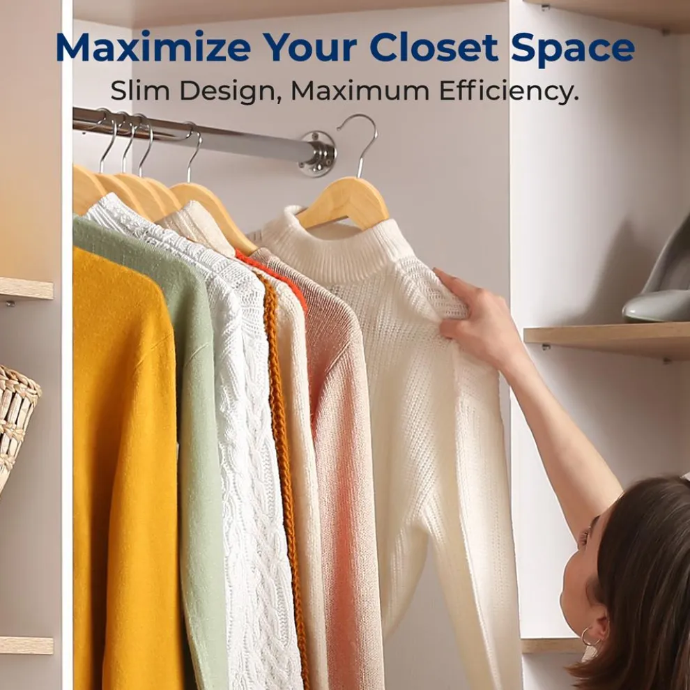 10-Pack Wooden Coat Hangers - Durable, Space-Saving, 360° Swivel Hook Natural