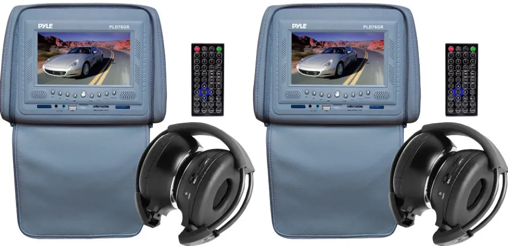 Pair Of Adjustable Headrests W/ Built-In