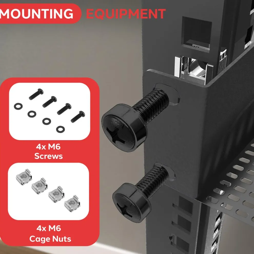 2-Pc 1U Server Rack Shelf, Vented Steel, 110 lbs Capacity