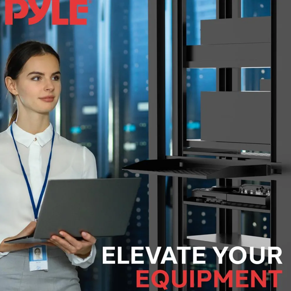 2-Pc 1U Server Rack Shelf, Vented Steel, 110 lbs Capacity