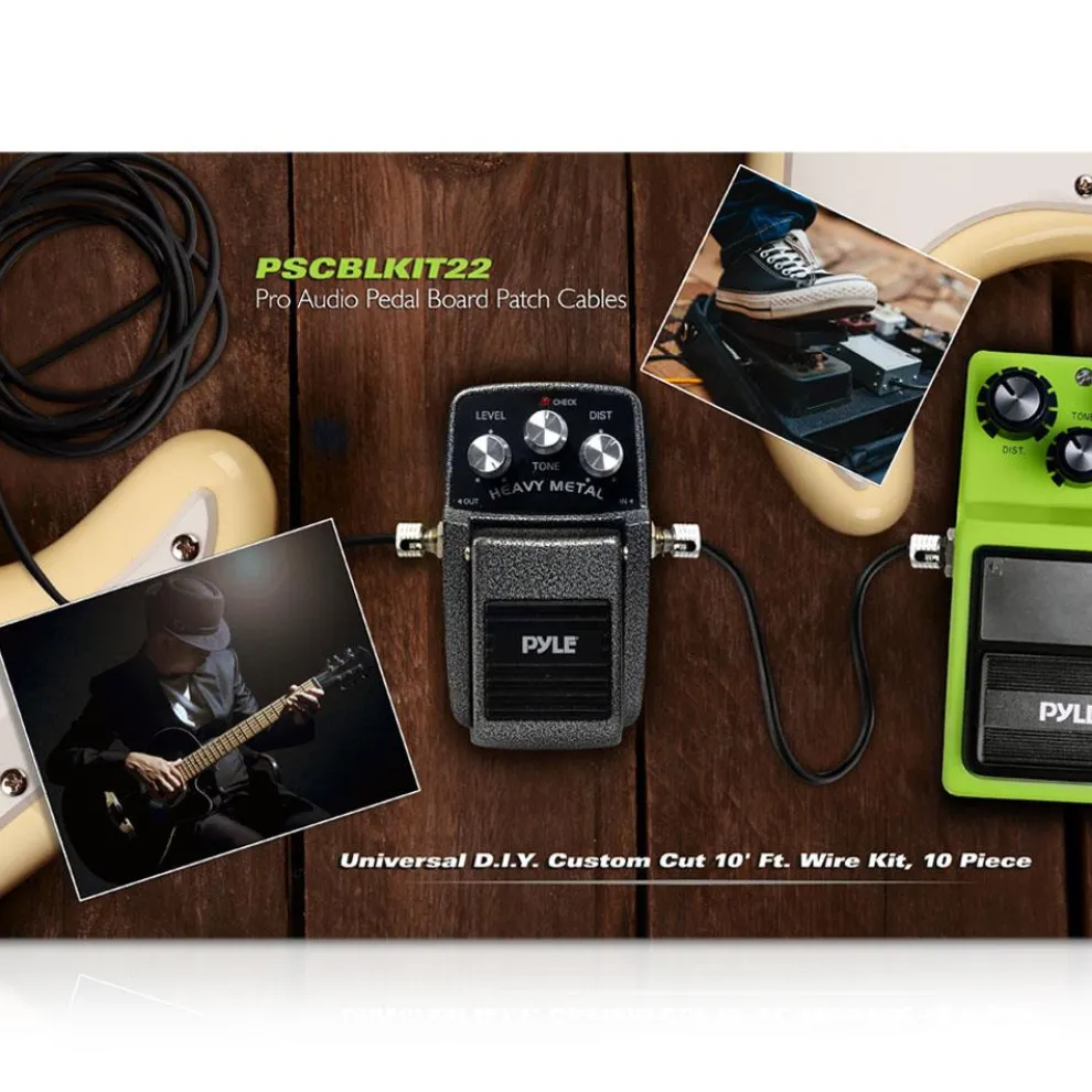 Pedal Board Patch Cables Kit, Noise-Free, 10 Right-Angle Connectors