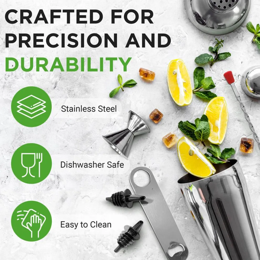 7-Piece Bartender Set - Create Cocktails - Stainless Steel, Dishwasher Safe