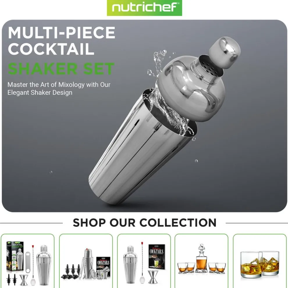 7-Piece Bartender Set - Create Cocktails - Stainless Steel, Dishwasher Safe