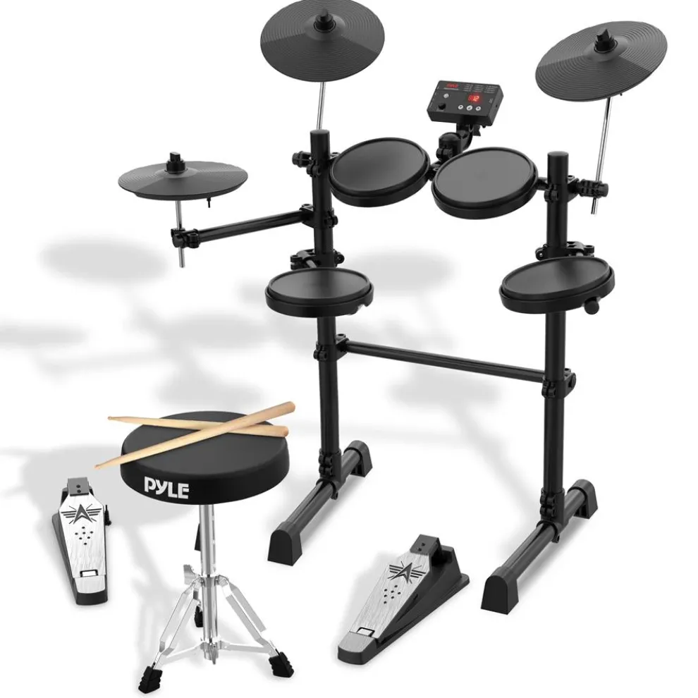 7-Piece Electric Drum Set, MIDI Support, Roll-Up Design, Portable
