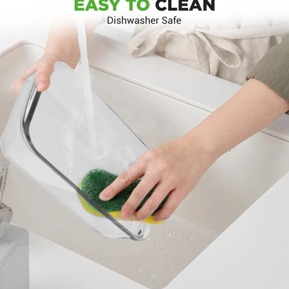 8-Piece Glass Bakeware Set, Stackable, Borosilicate, Blue Lids