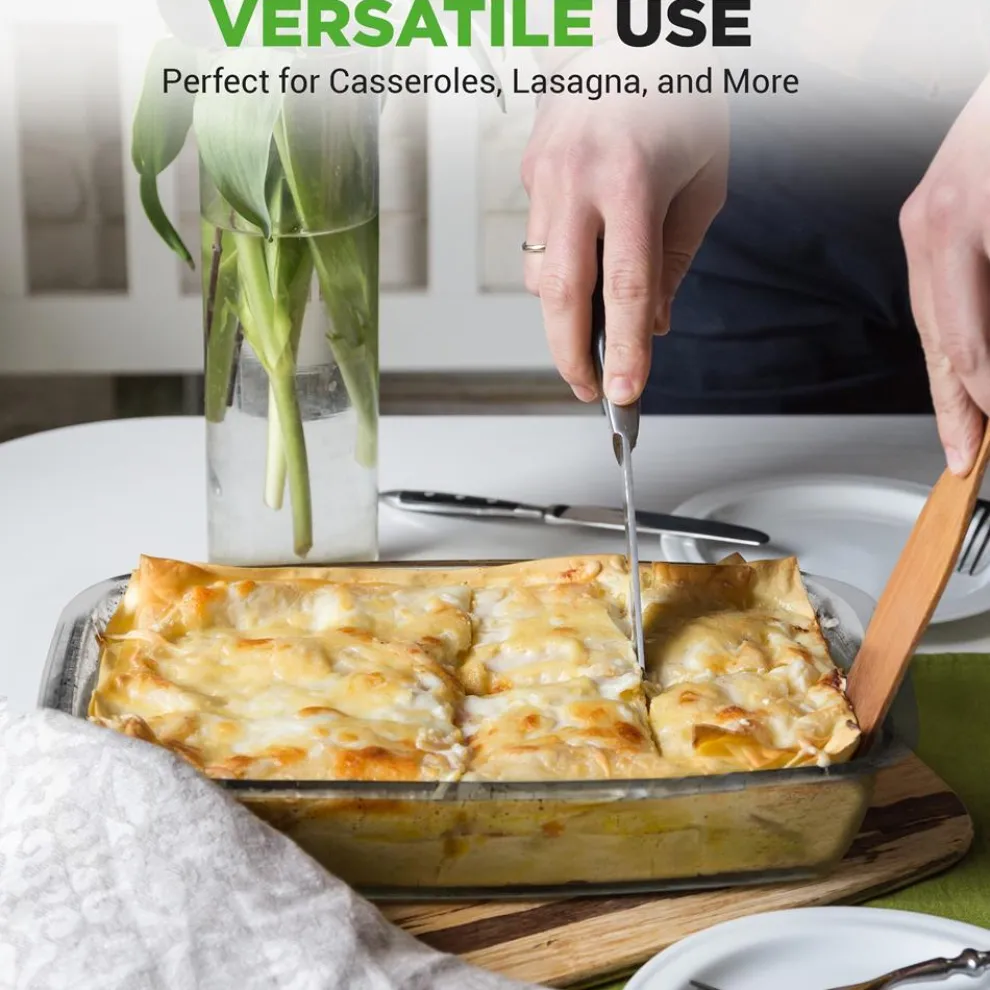 8-Piece Glass Bakeware Set, Stackable, Borosilicate, Blue Lids