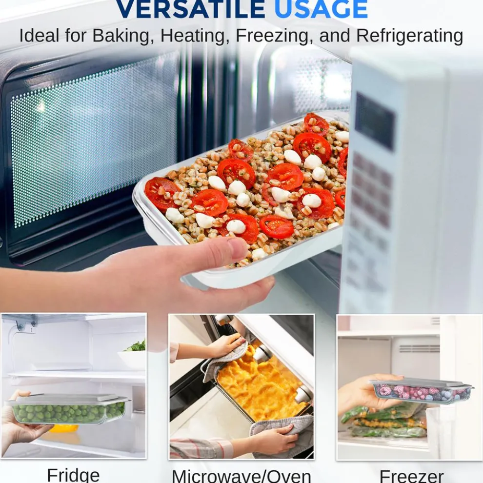 8-Piece Glass Baking Dish Set - Oven Safe, Borosilicate, White