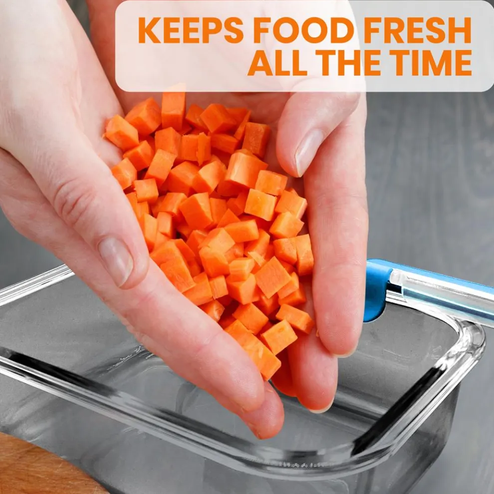 24-Piece Glass Food Storage Set, Airtight Leak-Proof, Blue