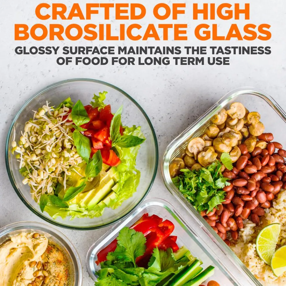 24-Piece Glass Storage Set, Leak-Proof, High Borosilicate, Red Lids