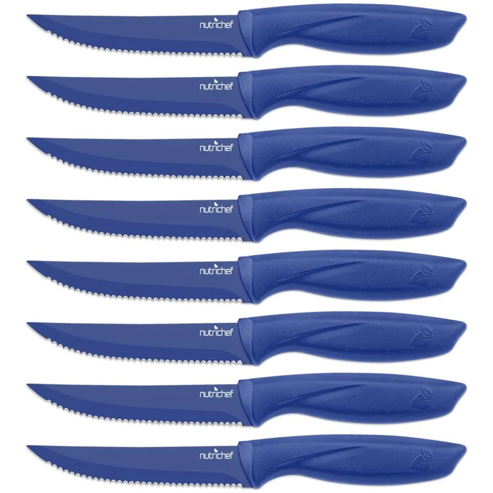 8-Piece Kitchen Knife Set - Long-Lasting Stainless Steel Blades, Blue