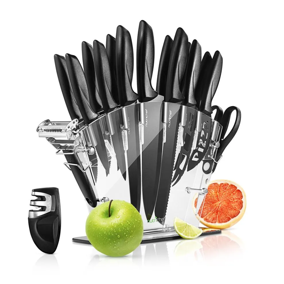 17-Piece Kitchen Knife Set - Precision Cutting - Stainless Steel - Acrylic Stand