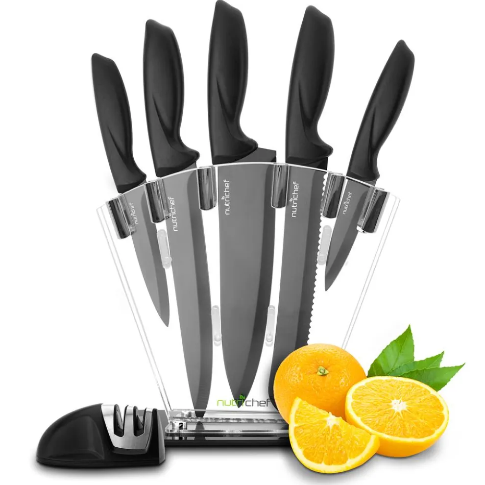 7-Piece Knife Set for Precision Cutting, Stainless Steel, Acrylic Stand