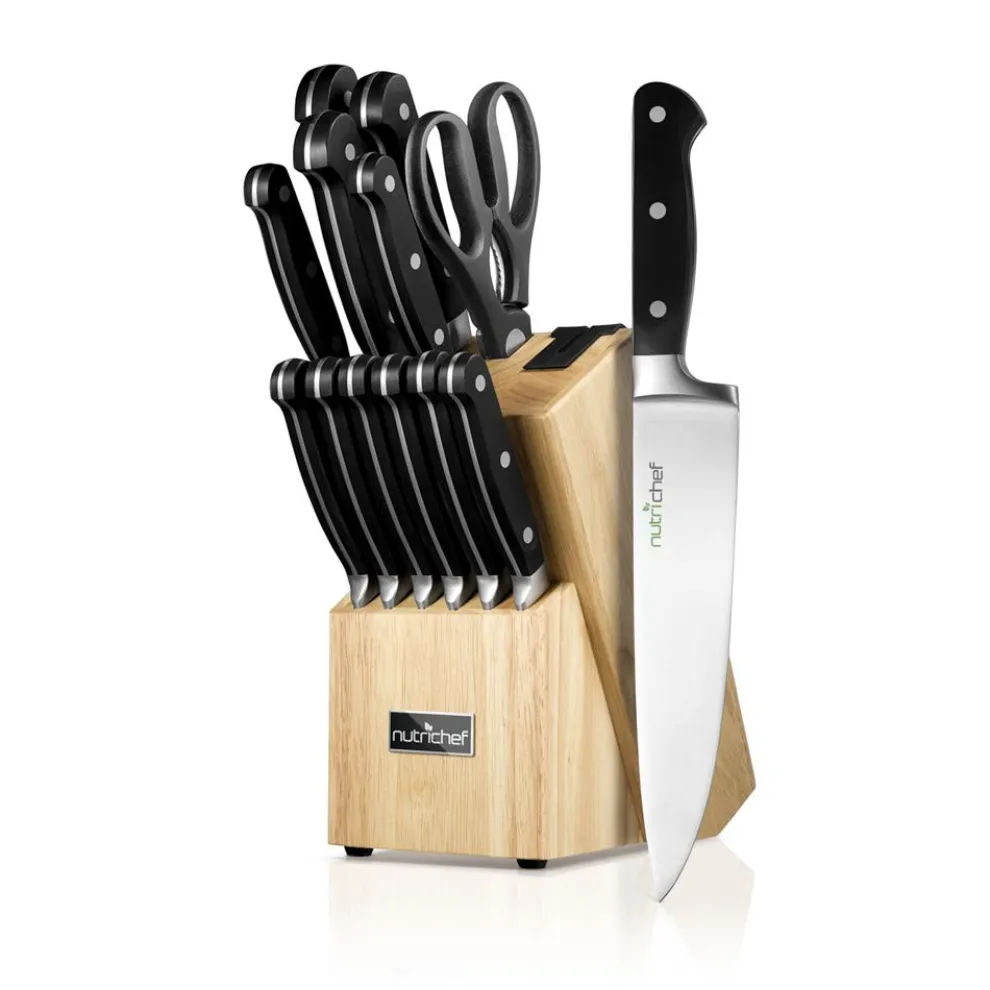 13-Piece Knife Set with Block, Precision German Steel, Built-In Sharpener