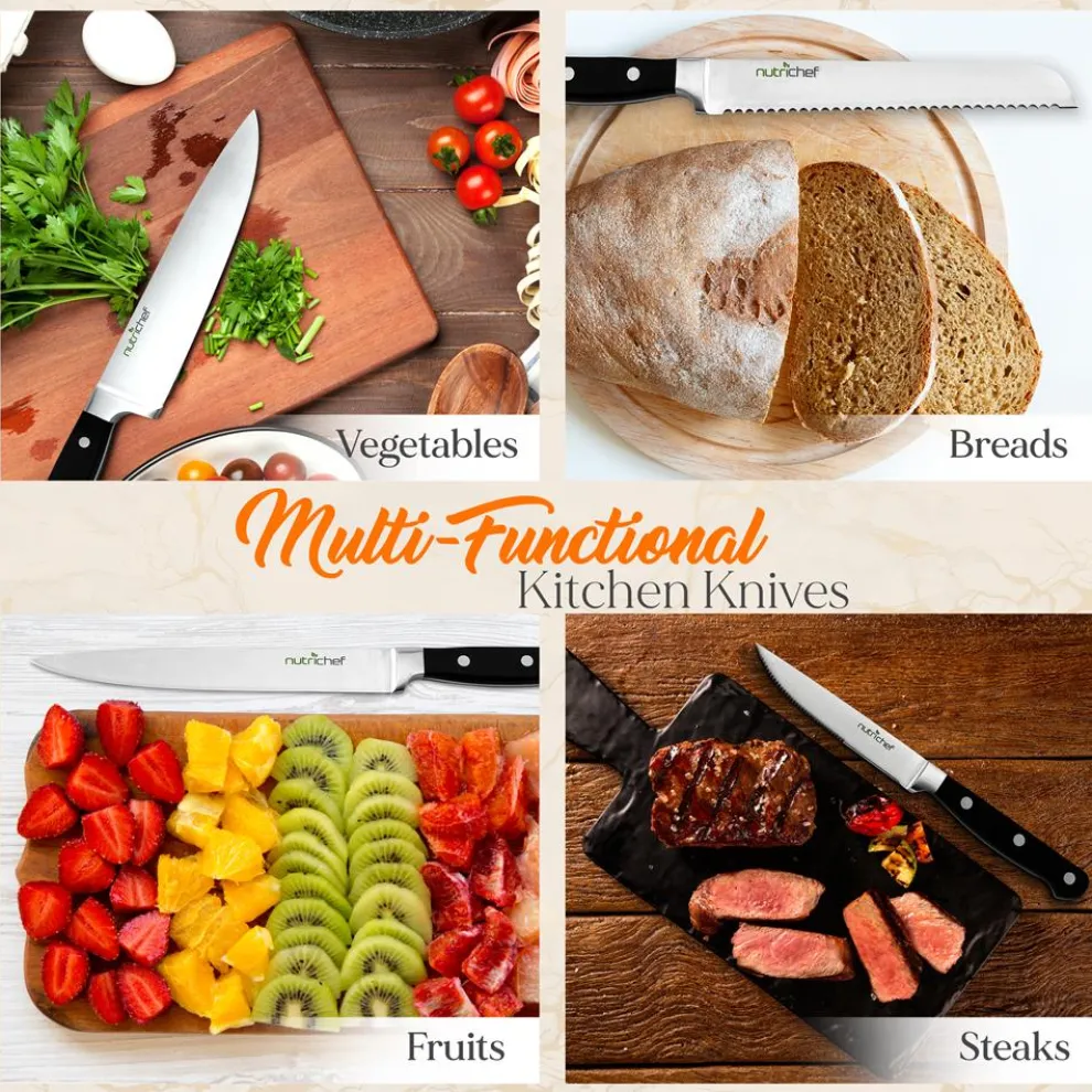 13-Piece Knife Set with Block, Precision German Steel, Built-In Sharpener