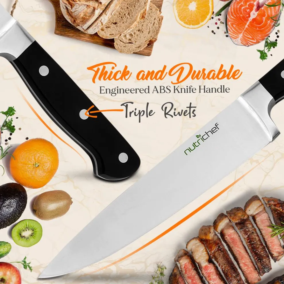 13-Piece Knife Set with Block, Precision German Steel, Built-In Sharpener