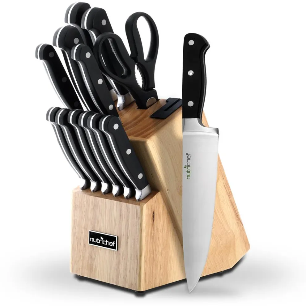 13-Piece Knife Set with Block, Precision German Steel, Built-In Sharpener