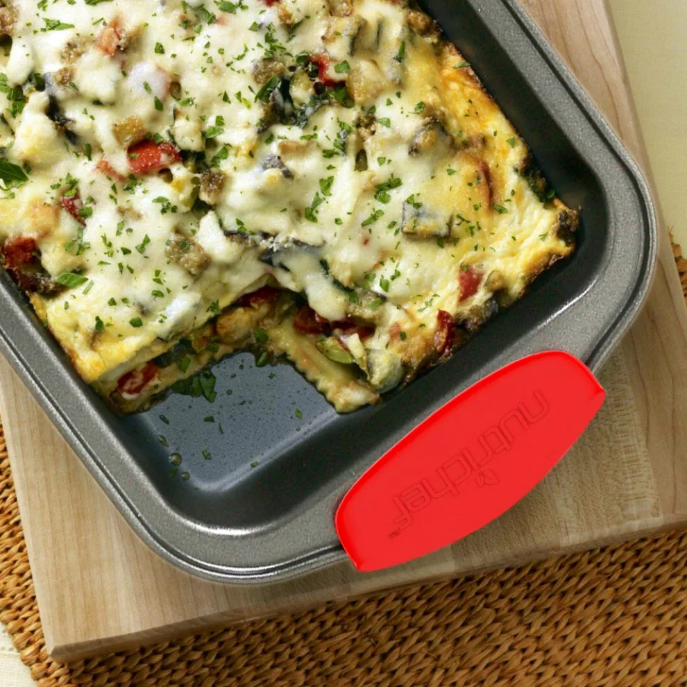 10-Piece Nonstick Bakeware Set, Easy Clean Carbon Steel, Red Handles