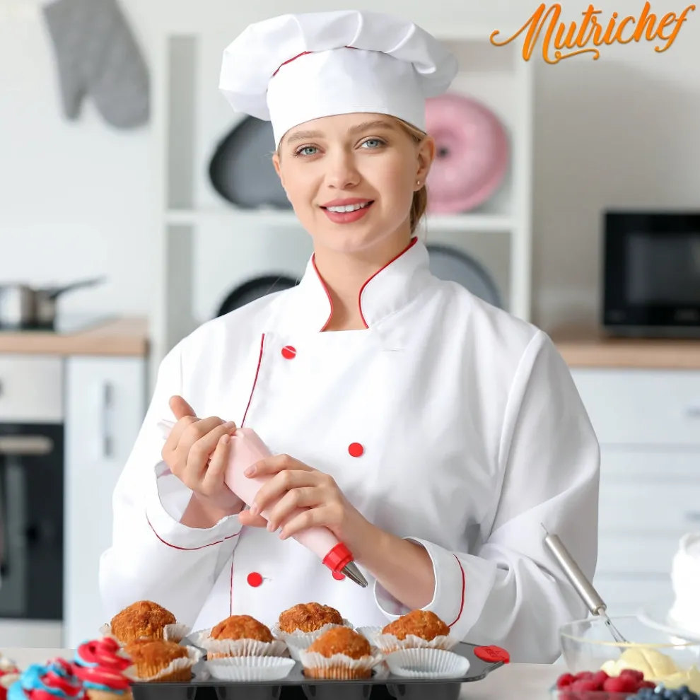 10-Piece Nonstick Bakeware Set, Easy Clean Carbon Steel, Red Handles